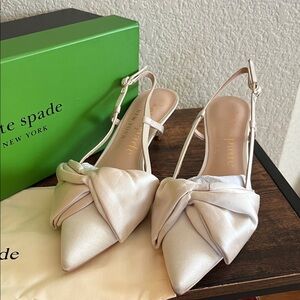 🆕 Kate Spade Marseille Ivory Satin Lux Dress Pumps